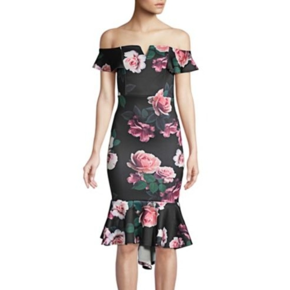 Floral Off-the-Shoulder Mermaid Dress